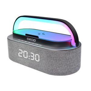 Bluetooth Speaker Alarm Clock with Wireless Charging – Black